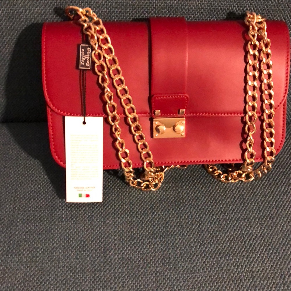 Alessandro Mari Red Leather Shoulder Bag